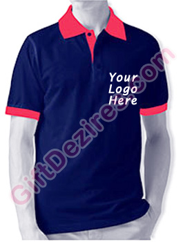 Designer Navy Blue and Red Color Logo T Shirts